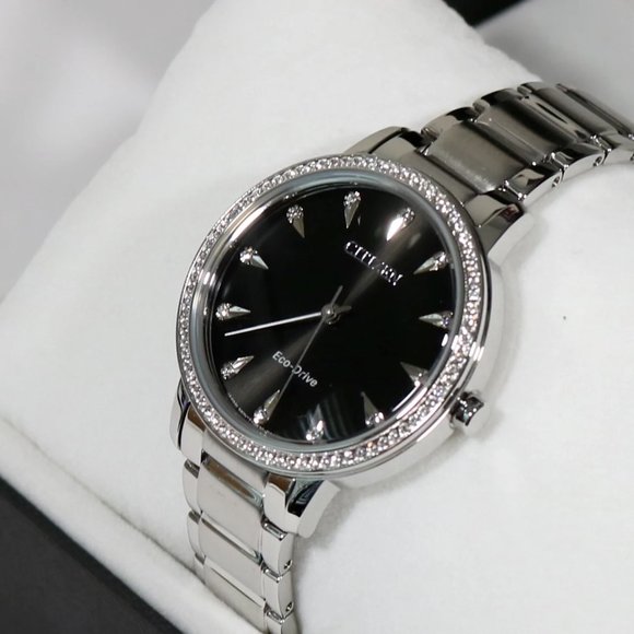 Citizen Diamond Dial Black Ladies Watch